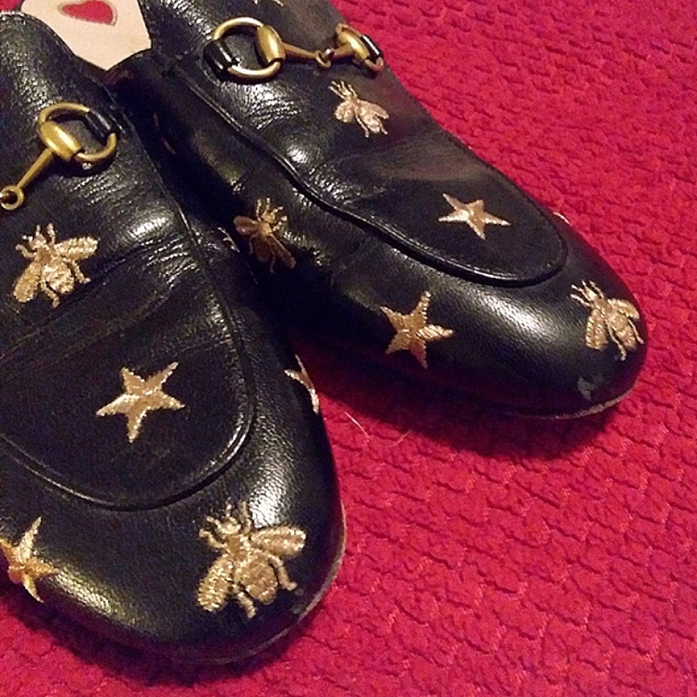 PRICE REDUCED Gucci Princetown Embroidered Leather Slipper